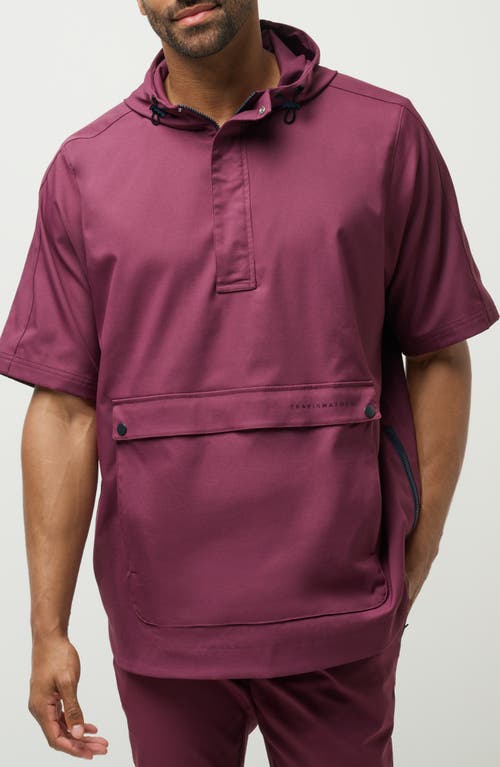 Shop Travismathew Sport Mode Short Sleeve Hoodie In Mauve Wine