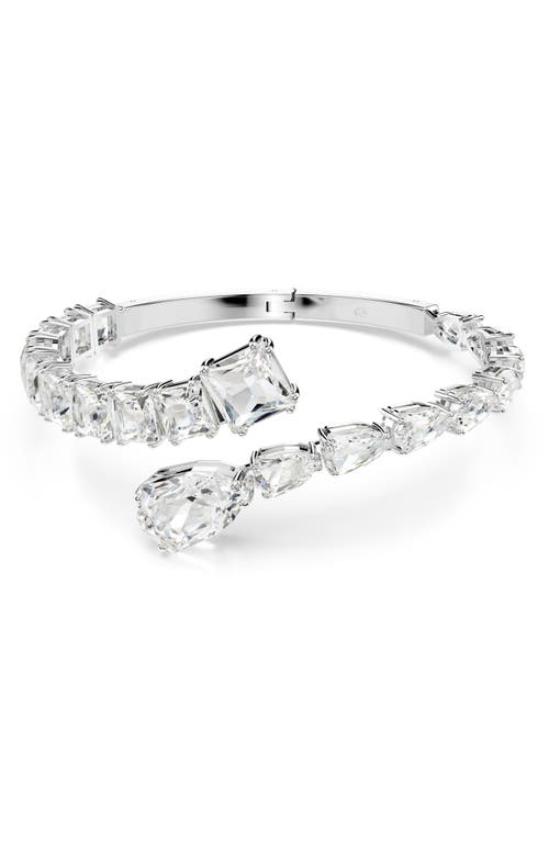 Swarovski Matrix Crystal Hinged Bangle In White/silver