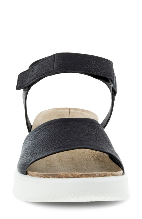 Ecco Flowt Wedge Sandal In Black In Black