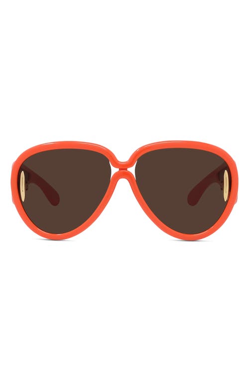 Loewe x Paula's Ibiza 65mm Oversize Pilot Sunglasses in Shiny Orange /Brown at Nordstrom