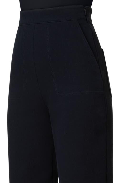 Akris Flynn High Waist Coton Double Face Ankle Pants In Black