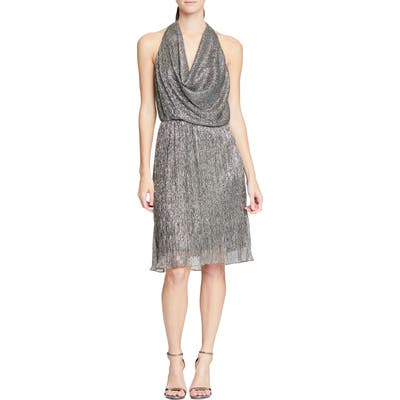 Halston Heritage Cowl Neck Metallic Cocktail Dress, Metallic