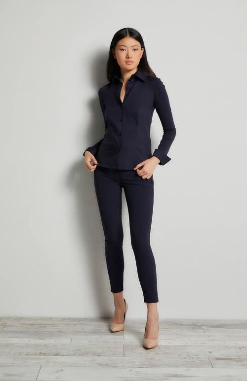 Shop Anatomie Alida Button Down Poplin Shirt In Navy