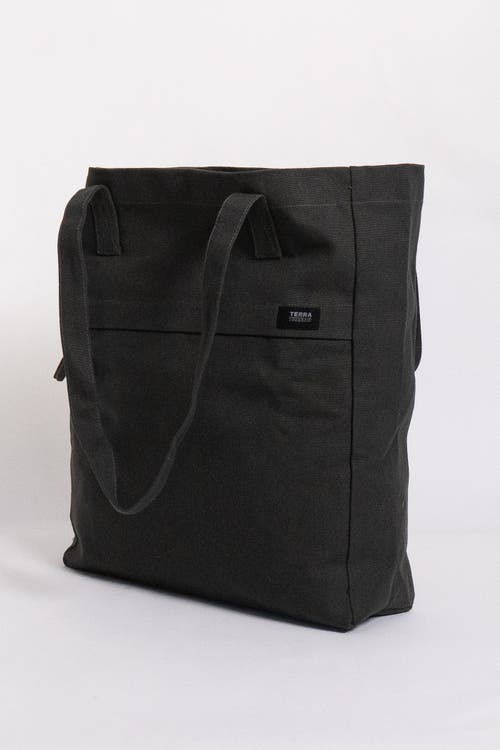 Terra Thread Organic Cotton Canvas Work Tote Bag In Charcoal Grey
