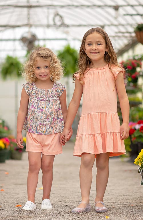 Shop Mabel + Honey Kids' Blooming Beauty Floral Top & Shorts Set In Coral Multi