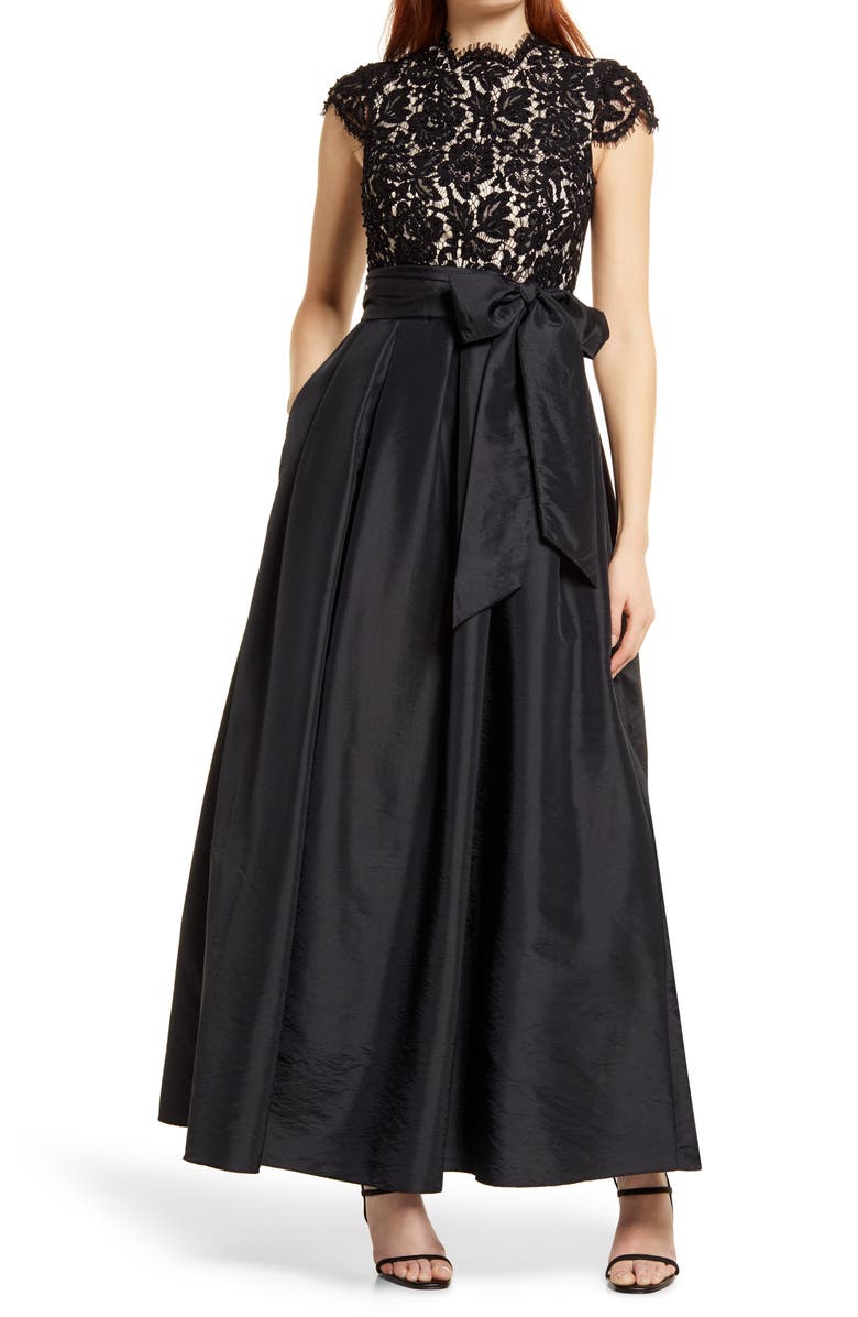 Eliza J Lace Bodice Mixed Media Gown | Nordstrom