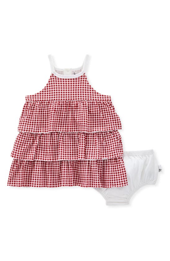 Burt's Bees Baby Babies' Organic Cotton Gingham Ruffle Dress & Bloomers In Rose
