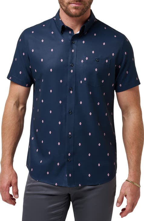 TravisMathew Sidetracked Short Sleeve Button-Down Shirt in Aegean