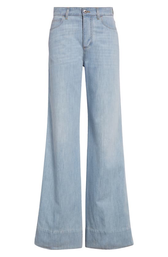 Shop Bottega Veneta Bleached Wide Leg Jeans In Light Bleach