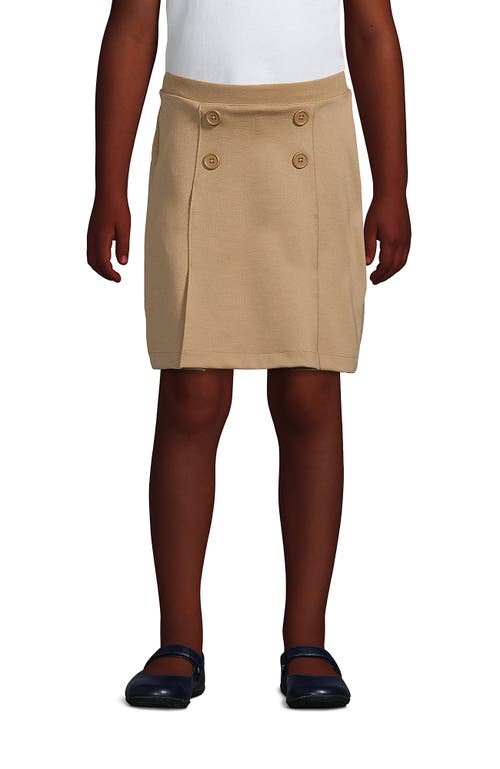 Shop Lands' End School Uniform Girls Ponte Button Front Skort In Khaki