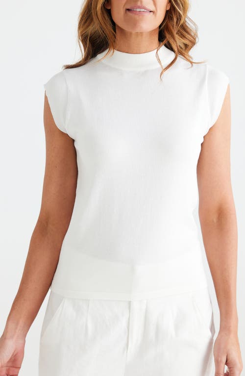 Paula Mock Neck Cap Sleeve Sweater in White