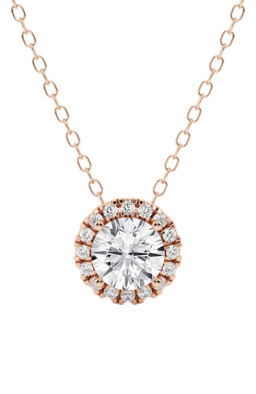 Shop Badgley Mischka Collection Round Lab Created Diamond Halo Pendant Necklace In Rose Gold