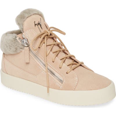 Giuseppe May London Mid-Rise Lace-Up Genuine Shearling Sneaker