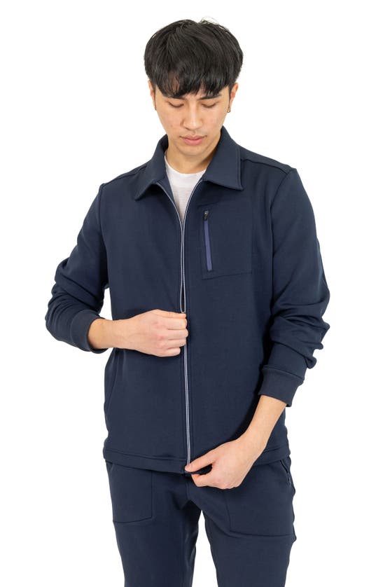 Shop Pino By Pinoporte Stretch Cotton Blend Jacket In Navy