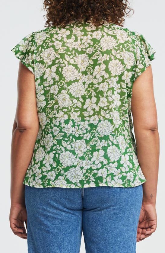 Shop Estelle Field Floral Wrap Top In Green Floral