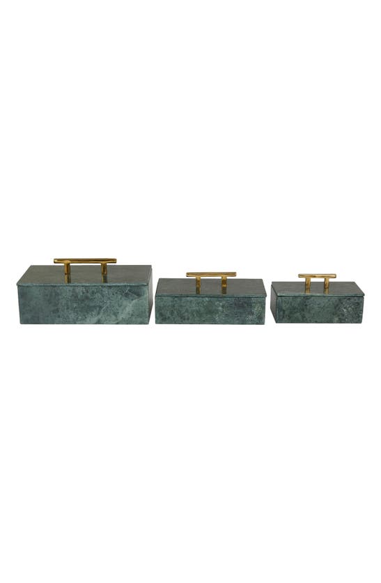 Vivian Lune Home Marble Box With Handle In Green