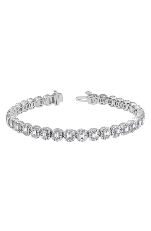 Shop Badgley Mischka Collection 14k White Gold Near Lab Grown Square Pavé Diamond Bracelet In 7.15 Ctw White Gold