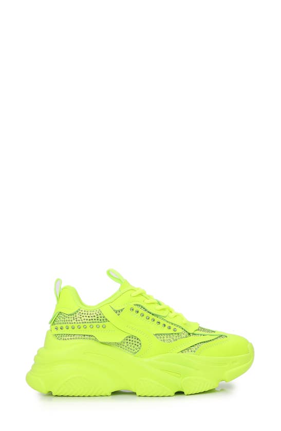 Shop Berness Charlee Rhinestone Sneaker In Neon Yellow