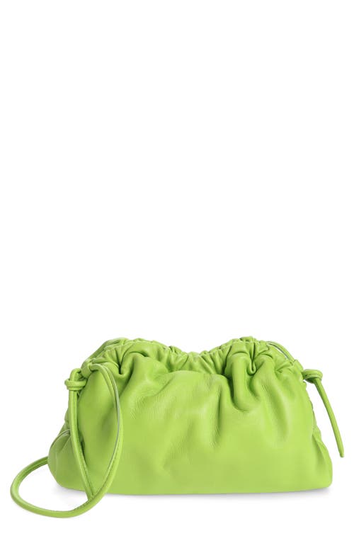 Mini Cloud Leather Clutch in Electric Lime