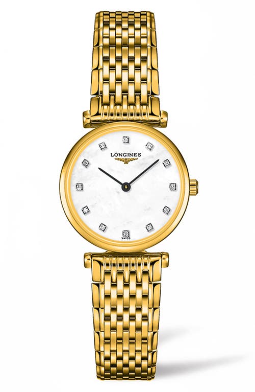 Longines La Grande Classique De  Diamond Bracelet Watch, 24mm In Gold/mop/gold