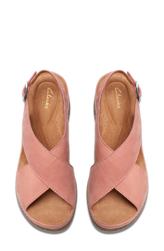 Shop Clarks Kassanda Step Wedge Sandal In Peach Nubuck