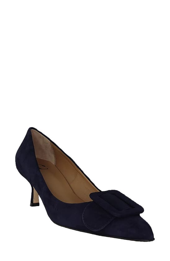 Andrea Carrano Kitten Heel Pump In Navy Suede