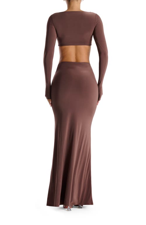 Shop N By Naked Wardrobe Asymmetric Waist Maxi Skirt In Chocolate