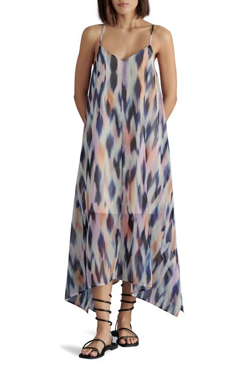 Print Hanky Hem Chiffon Maxi Dress