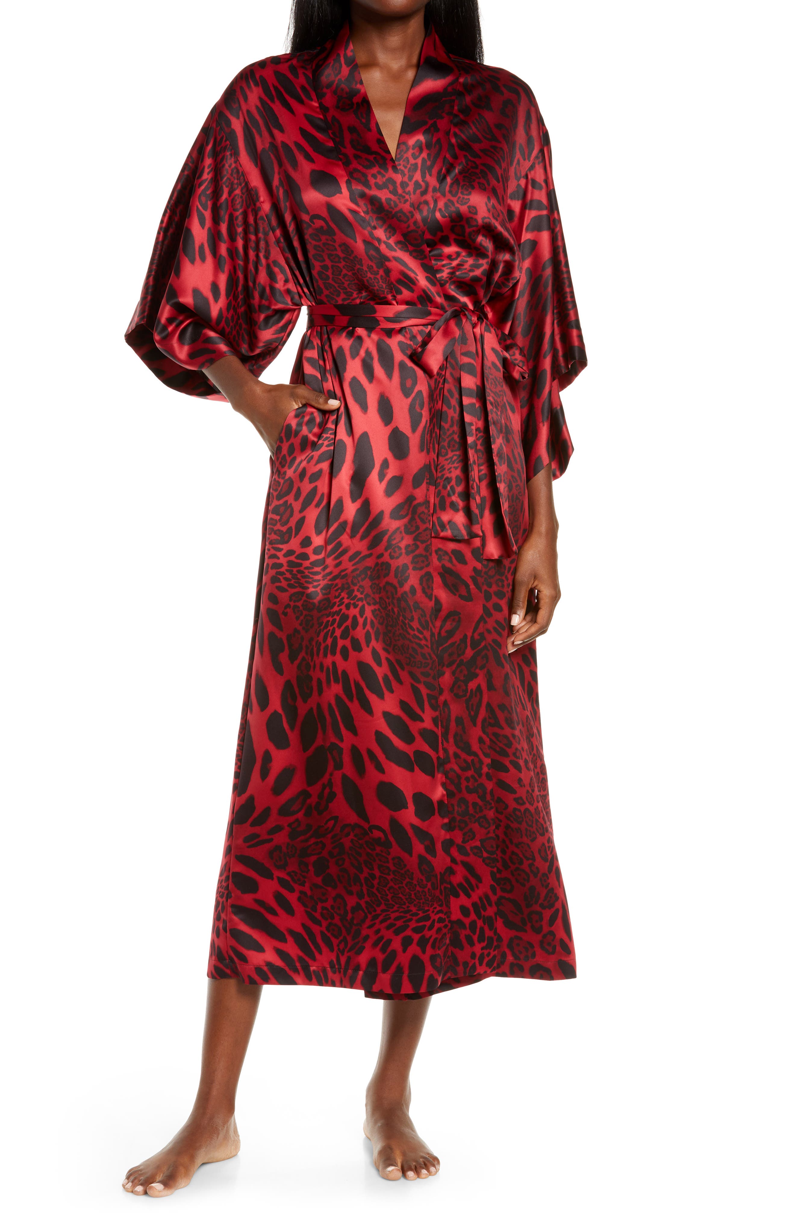 leopard satin robes