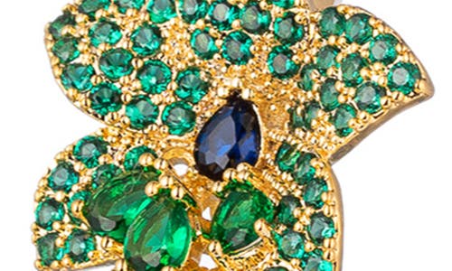 Eye Candy Los Angeles Green Rose Cz Loop Earrings In Gold