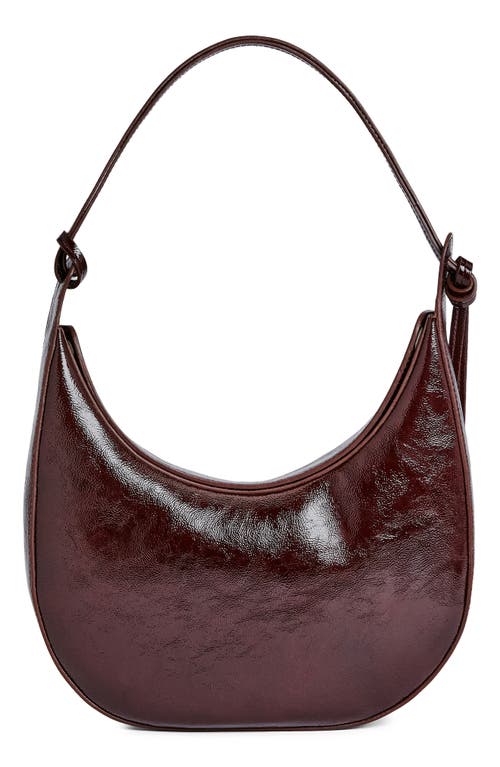 Shop Reformation Medium Rosetta Shoulder Bag In Rum Raisin Crinkle Patent