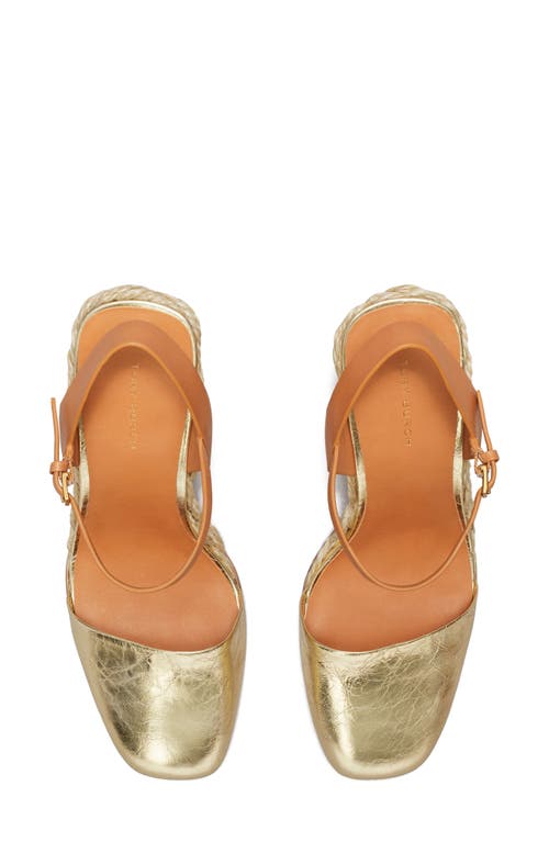 Shop Tory Burch Wedge Espadrille Sandal In Gold/natural