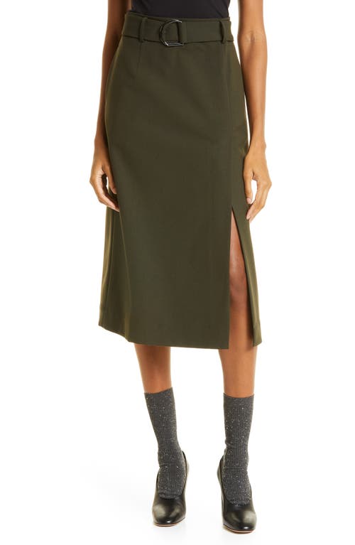 Belted Side Slit Skirt in Deep Rosemary