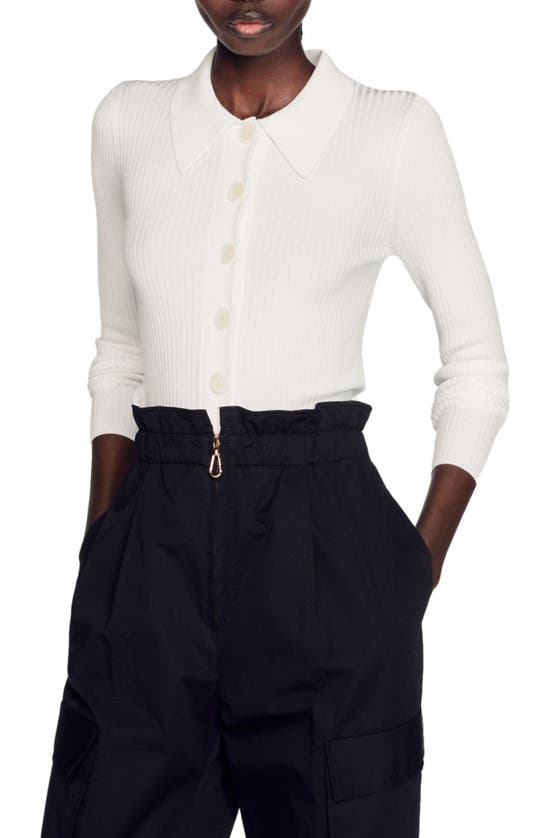 SANDRO OLYMPE RIB CROP SWEATER