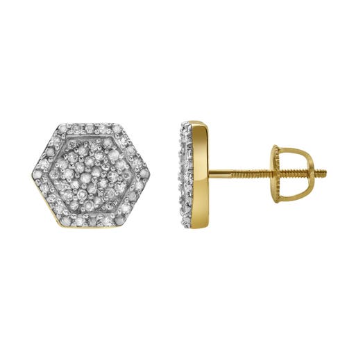 Luvmyjewelry Slates 10k Yellow Gold Diamond Stud Earrings In 10k Yellow Gold