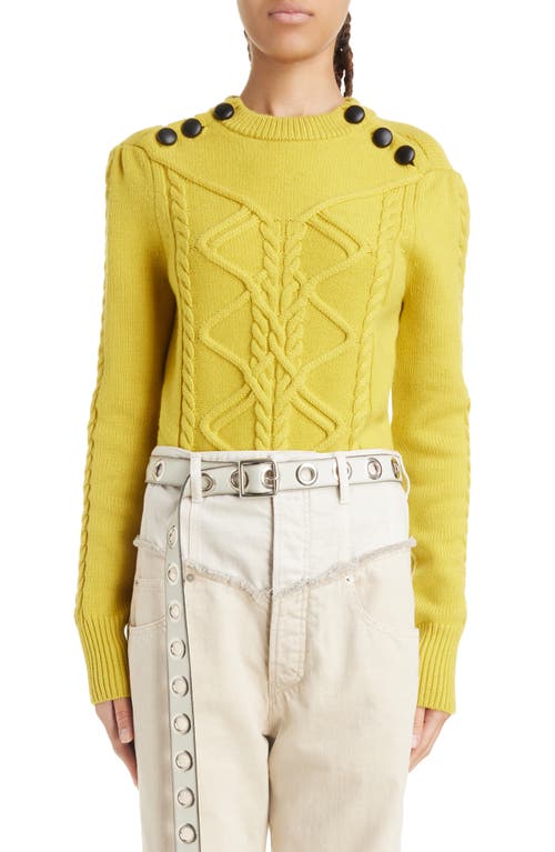 Isabel Marant Dustin Button Detail Merino Wool Blend Cable Sweater in Yellow at Nordstrom, Size 2 Us