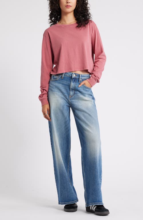 Shop Bp. Oversize Crewneck Crop T-shirt In Pink Mauve