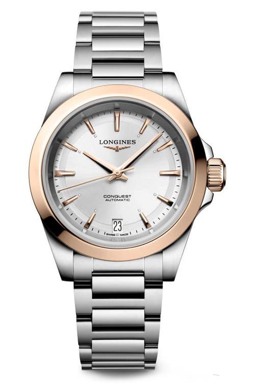 Longines Women's Swiss Automatic Conquest Stainless Steel Bracelet Watch 34mm In Silver