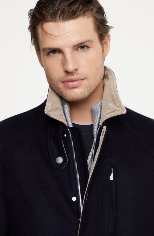 Shop Brunello Cucinelli Double Beaver Outerwear Jacket In Navy Blue