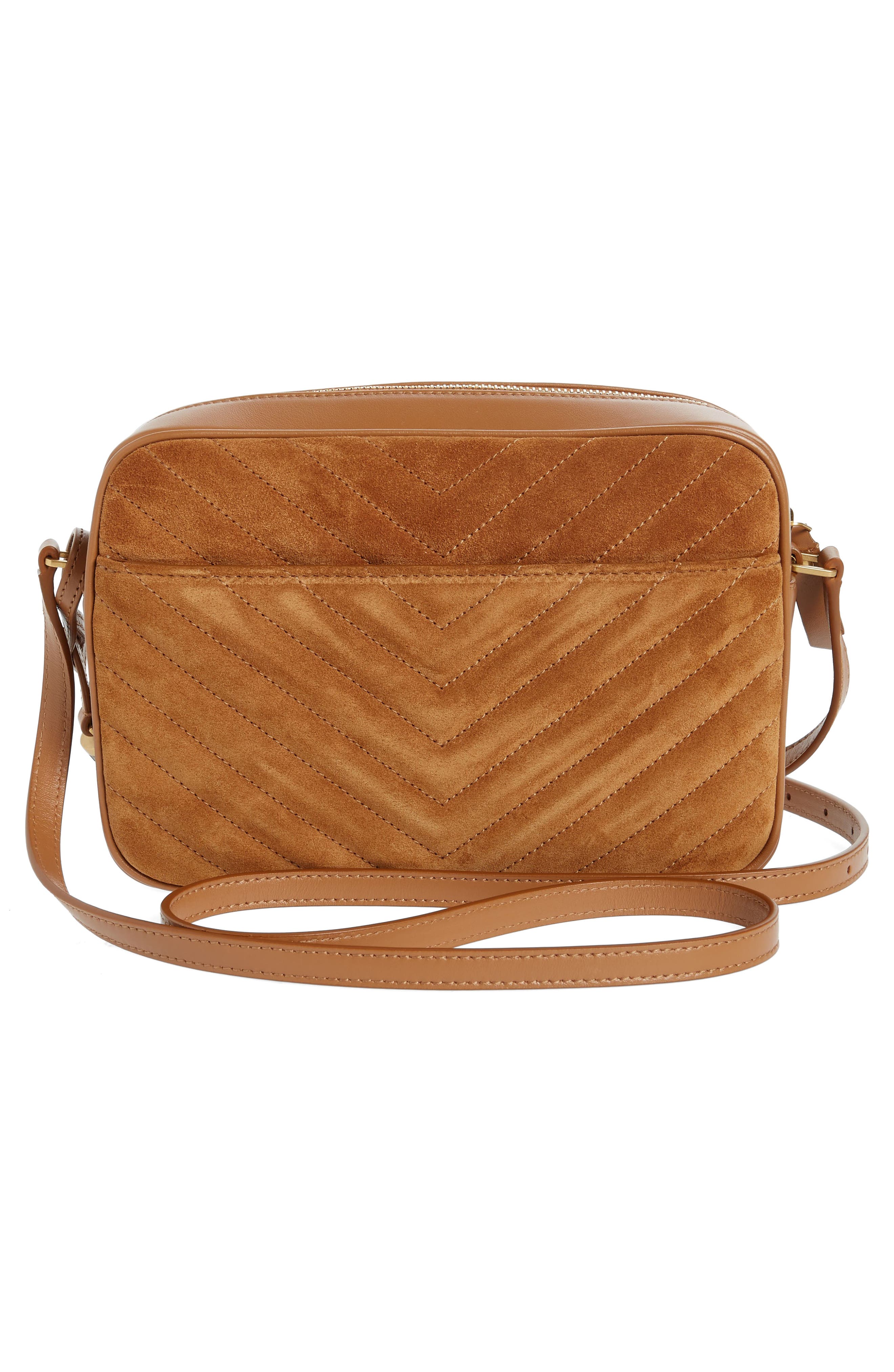 Saint Laurent Loulou Medium Ysl Quilted Suede Shoulder Bag Cinnamon