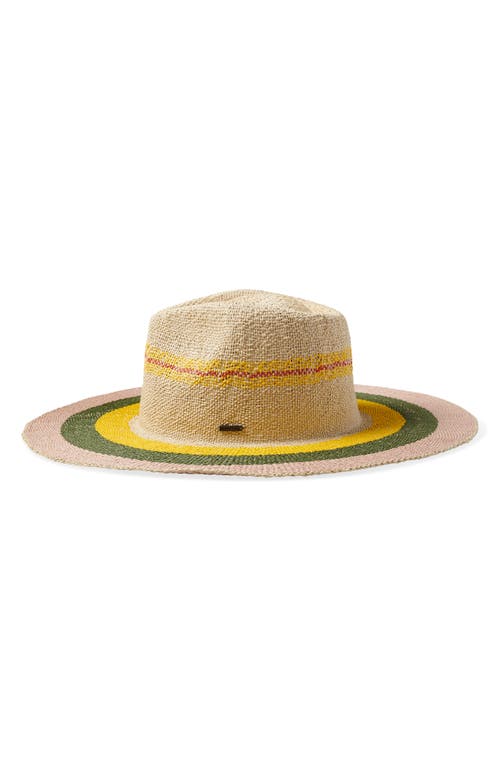 Shop Brixton Pauma Straw Fedora In Natural/soft Pink/olive