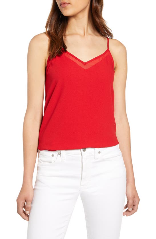 1.state Chiffon Inset Tank In Red Ginger