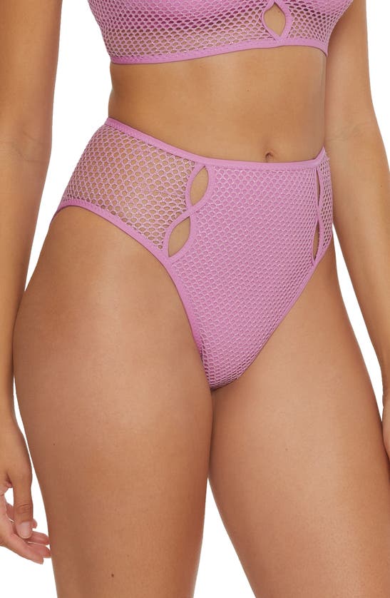 Shop Becca Network Cutout High Waist Bikini Bottoms In Malva