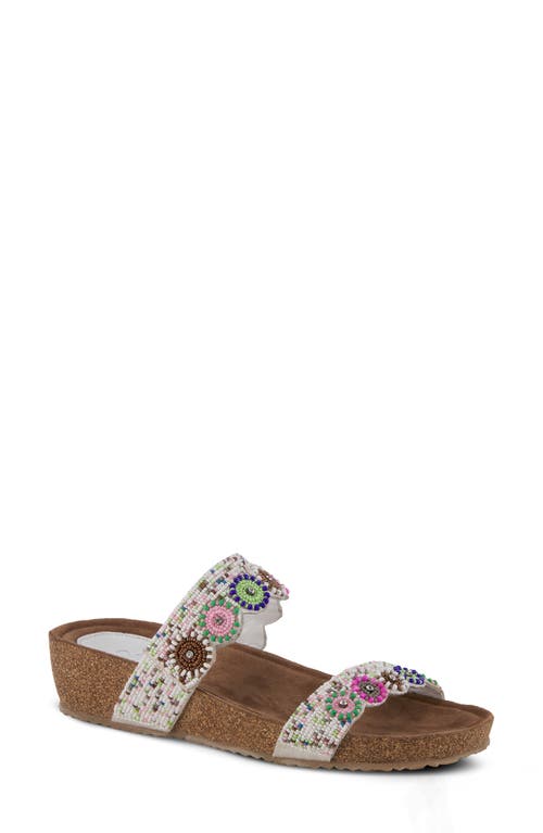 Azura By Spring Step Bahama Embellished Slide Sandal In White Multi
