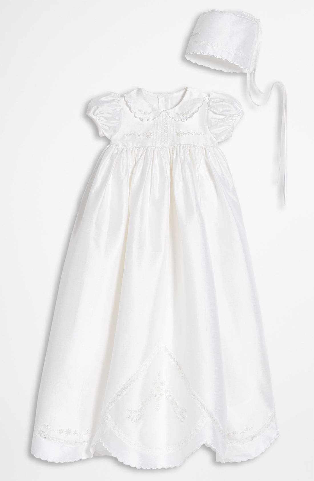 Little Things Mean A Lot Baby Girls White Bonnet Embroidered Christening Dress Outfit 