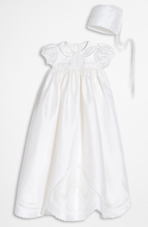 Little Things Mean a Lot Dupioni Silk Christening Gown White at Nordstrom,