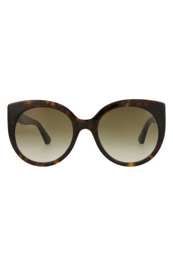 Gucci 55mm Gradient Cat Eye Sunglasses In Havana Havana Brown