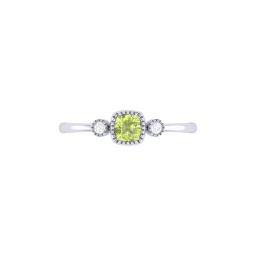 Shop Luvmyjewelry Cushion Cut Peridot & Diamond Birthstone Ring In White Gold