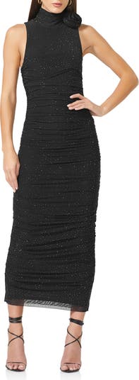 | Nordstrom Fiorella Body-Con Rosette Embellished Dress Mesh AFRM