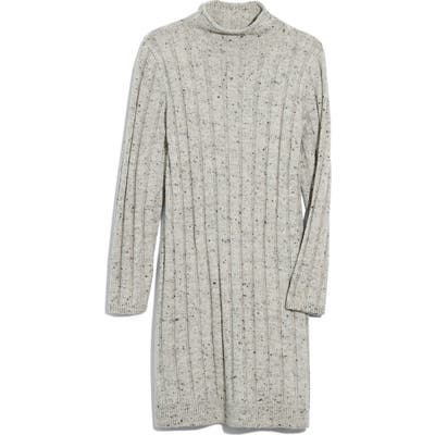 Madewell Donegal Rolled Mock Neck Sweater Dress, Grey